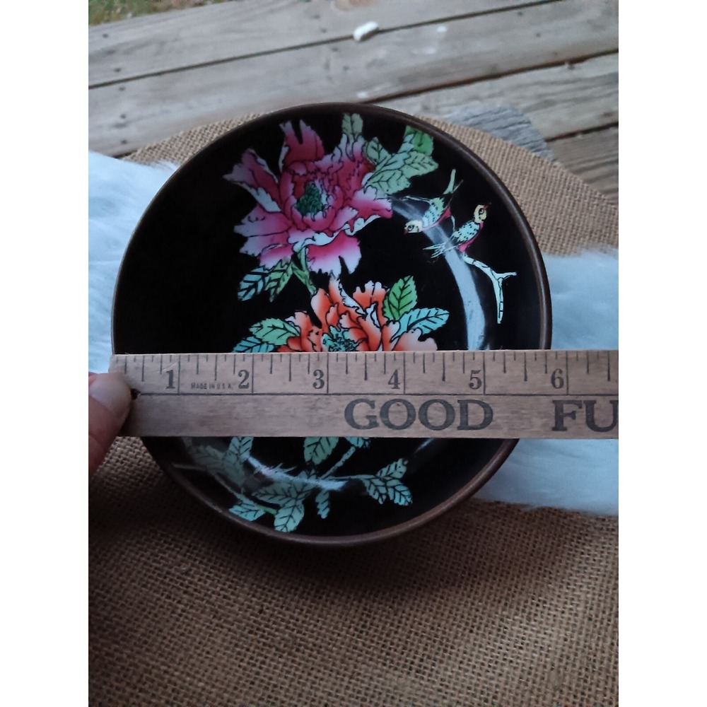 Cloisonne Enamel Brass Plate Vintage - Picture 3 of 6